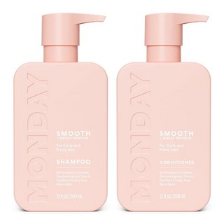 MONDAY HAIRCARE 스무스 샴푸 + 컨디셔너 욕실 세트 (2개) 각 355ml(12온스) 곱슬머리 곱슬머리 코코넛 오일 시어 버터 및 비타민 E로 제작 100, 135823 MONDAY HAIRCARE 스무스 샴푸, 1개