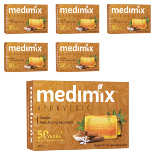medimix 印度檀香皂 125g 添加檀香油 經典草本香皂 溫和清潔不刺激, 6個