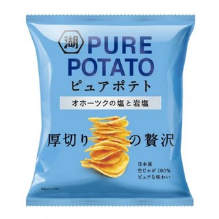 湖池屋 PURE POTATO鹽味薯片 厚切 原裝進口 袋裝 薯片 洋芋片, 1個, 55g