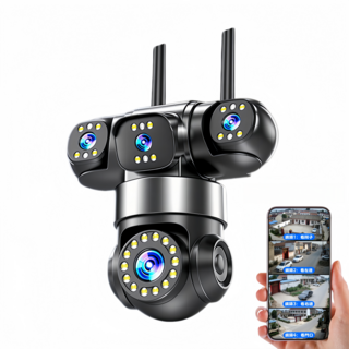 四鏡頭 Wi-Fi 智慧監控攝影機，支援夜視與雲端儲存, 1個, 四畫面智慧監視器 WIFI款式