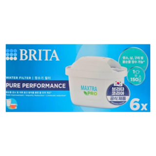 브리타 정수기 한국형 막스트라 프로 여과 필터, 6개, 브리타 막스트라 퓨어 퍼포먼스 필터