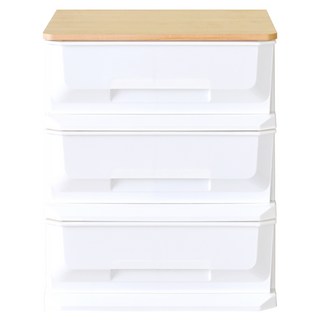 HOPMA 木紋三抽塑膠收納櫃 B-PP300 台灣製造 E1等級塑合板, 白配楓木