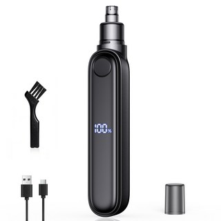 AMSKY 남성 코털제거기 콧털 제거기 C타입 충전식 눈썹 정리기 배터리 잔량 디스플레이, 블랙, YB01