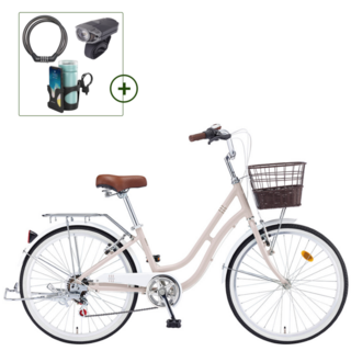 2026 삼천리 24 프림로즈 자전거 7단 클래식 알루미늄 시티형자전거, 1개, 167cm, 라이트 베이지(99%조립)