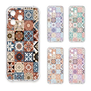 TRON iPhone 17e 幾何復古花磚 四角防摔軟殼手機殼