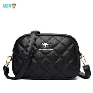 AIDU 캥거루 소가죽 삼중지백 트렌디 리얼 가죽 퀼팅 숄더백 패션 와이드 크로스백