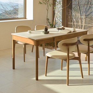 NOON 우디 원목 세라믹 확장형 4인용 6인용 포세린 식탁 1200, 월넛컬러