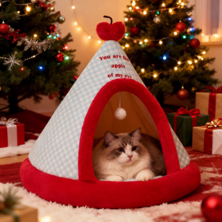 하루꿈 사계절 반려동물 하우스 강아지 고양이 텐트형 겨울 보온 펫하우스, 1개, 레드