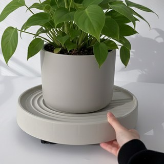 하이어데코 바퀴달린 이동식 화분받침대 원형, 1개, 크림 (4호)