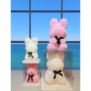 셔니엘 로즈베어 조화 장미곰돌이 기념일 밸런타인데이 여자친구 꽃다발선물, 화이트, 1개