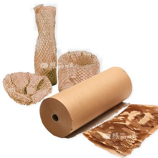 紙模有倉 牛皮紙蜂巢紙 緩衝包裝材料 禮品包裝 蜂巢紙捲 - 粉色, 棕色, 1個