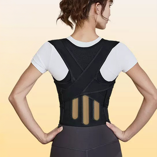 홈앤니즈 굽은등 어깨 척추 교정 허리 보호대 자세교정밴드, 블랙, 1개