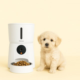 모이쯔 강아지 고양이 스마트자동급식기 4L 어플연동 정량배식 홈켐, 1개, 화이트