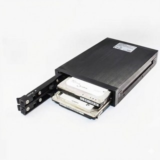 Olmaster 2.5吋 雙盤 SATA SSD 硬碟抽取盒(全金屬外殼) 外盒3.5吋, 1個, 一對二(全金屬外殼) 外盒3.5吋