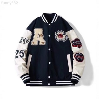 跨境外貿春秋季街頭寬鬆外套字母毛巾刺繡潮牌夾克衫棒球服男女款