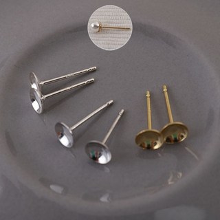 비즈아이 [8-601-05]순은귀걸이 컵포스트 5mm 실버925 고무클러치 1쌍(2개)