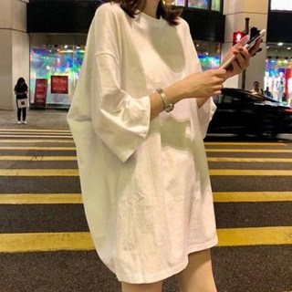 網紅歐貨大版t恤女短袖寬鬆2025夏季韓版體恤中長款中袖白色上衣