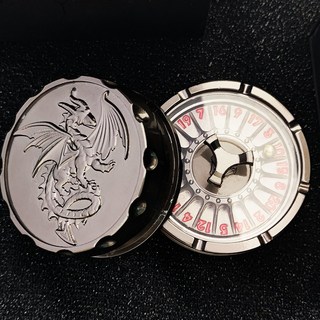 D20骰子旋轉指針陀螺COC跑團DND龍與地下城DICE金屬RPG桌遊, 1個, 黑紅（送禮盒）