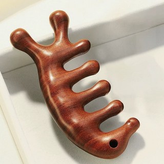 金絲檀按摩梳 刮痧板 - 頭皮經絡按摩梳 (原木手工)【時空優品】, 1個, 海豚款