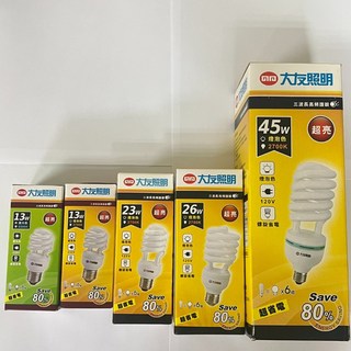 現貨 大友照明 螺旋燈泡 13瓦 23瓦 26瓦 45瓦 黃光白光 110V/220V, 1個, 13瓦220V螺旋燈泡 白光
