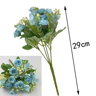 仿真花迷你小玫瑰花束 假花婚禮裝飾手捧花 花藝人造花 居家裝飾, 1個, 1束迷你小玫瑰藍【3束起發貨】, 1束迷你小玫瑰藍【3束起發貨】
