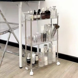 이동식 트롤리 3단/4단 다용도 투명 틈새 선반, 3층