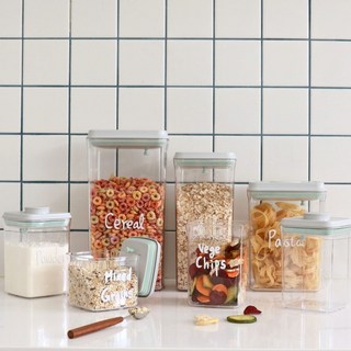 오키퍼 원터치 밀폐용기 진공 사각 소분 플라스틱통, 화이트 500ml, 1개