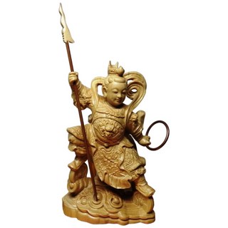 黃楊木三太子木雕佛像10公分 - 精緻神像擺件，祈福納祥保平安