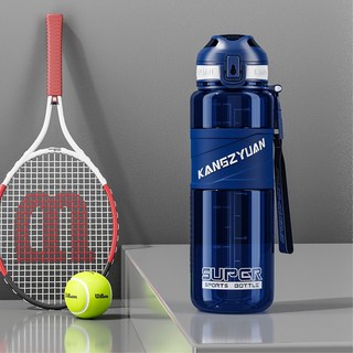 Tritan運動水壺 安全鎖按鍵 尼龍提繩 戶外隨身直飲水壺 便攜健身水壺, 1個, 白雪藍 1000ml