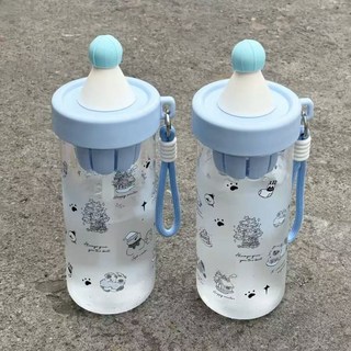 便攜大容量吸管高顏值女生雙飲夏季水杯新款學生可愛塑料夏天杯子, 雪季650ML,吸管杯+杯刷+吸管刷, 1個