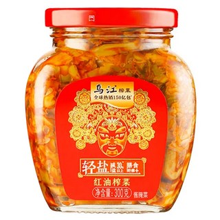 烏江榨菜 瓶裝榨菜300g 麻辣口味，香脆爽口，佐餐良伴，輕鹽配方，健康美味, 300g, 12個