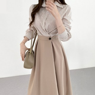 에리페 여성용 스트라이프 폴로 랩 디자인 드레스