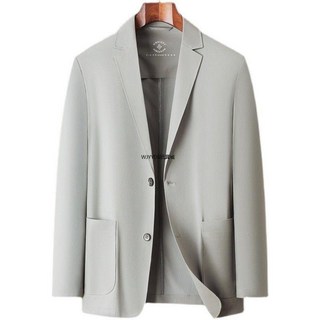 輕奢商務休閒西裝外套 無痕壓膠冰絲西裝外套 時尚男士春秋西裝