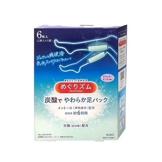 KAO花王 碳酸涼感足貼6入 蒸氣溫感舒緩腿足疲勞 足部保養貼布 涼感舒適, 1套, 花王足貼 6入(涼感薰衣草薄荷)