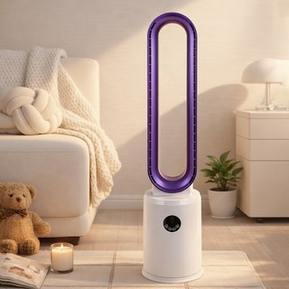 [독일브랜드] 날개 없는 선풍기 저소음 아기 안전 타워팬 12단계 풍량 조절 리모컨 LED디스플레이 온도표시 좌우회전 인테리어 거실 사무실 가전, 1개, 날개없는 선풍기