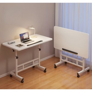 Serendipity Bloom 이동식 소파 침대 사이드 테이블 높이 조절형 이동식 노트북 테이블 H158-027, 화이트