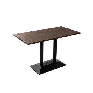 防潮塑合板餐桌 咖啡店桌椅/咖啡桌/方桌/圓桌/休閒桌/洽談桌, 烤黑雙柱+胡桃(120*60公分)