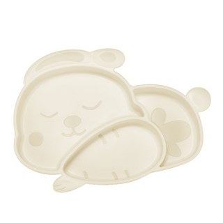 DFMEI 兒童硅膠餐盤創意小兔嬰幼兒學吃飯分格餐盤, 1個, 米兔餐盤(單盤):如圖