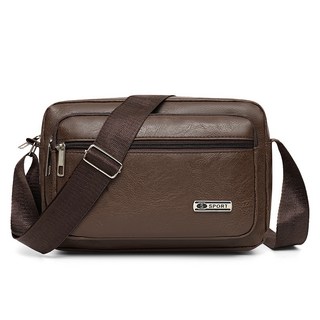 PU皮韓版新款男士單肩斜挎包 商務休閒大容量斜背包, 47深棕色