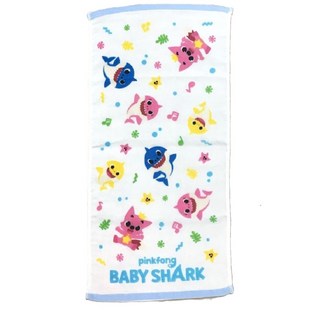 碰碰狐 BABY SHARK 鯊魚寶寶紗布童巾 兒童毛巾 吸水童巾, 藍色邊/1條, 1個
