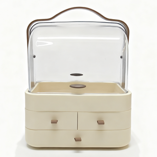 대용량 화장품 정리함 화장품정리대 립스틱정리함 카카오톡 핫 아이템, 1개, 크림색