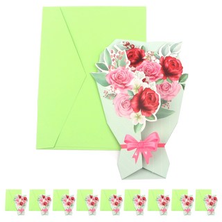 어버이날 스승의날 플라워 감사카드 손편지 10매, 1개, 민트(봉투포함)