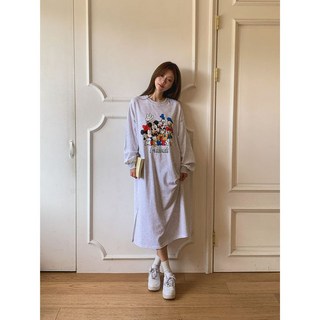 하젤 프렌즈미키 오버핏 롱 면원피스 F4253