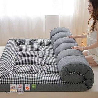 天然親膚大豆纖維軟墊 單人折疊床墊 學生宿舍加厚床墊 單人雙人可選 地板床墊 榻榻米床墊 露營床墊, 升级A类大豆阻螨抗菌（灰色）厚约10cm,120*190cm【升級加厚 柔軟親膚】