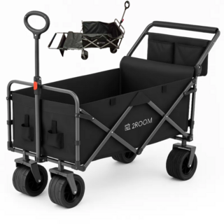 2ROOUM 접이식 캠핑/ 마트 폴딩 카트 특대형 확장 162*63*103cm, 1개, 블랙