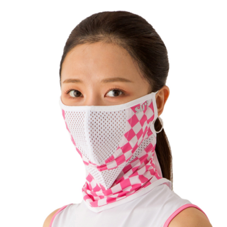 [수이골프 H형] 스포츠 마스크 UV 자외선 차단 얼굴 햇빛가리개 골프 등산 조깅 바이크, H-2 체스 핑크