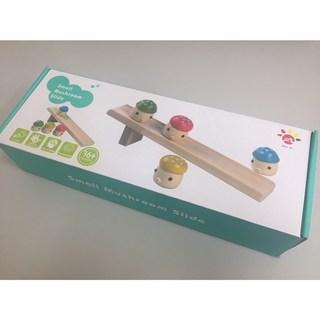 木製小蘑菇滑滑梯 幼兒早教益智玩具 動手動腦 蘑菇造型滑梯 商檢合格, 1個, 彩盒