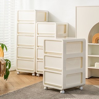 【 宅配到府 】日式收納櫃 抽屜式收納櫃 化妝品收納櫃 加厚收納櫃 多層收納櫃 附滾輪 大容量儲物櫃 收納推車, 白色2層抽屜內高13cm 免安裝,1個
