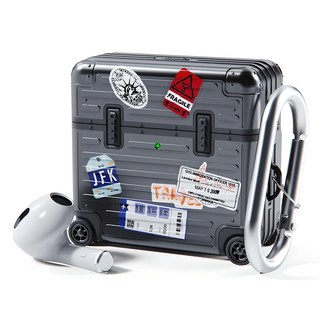 miak 行李箱造型耳機殼+貼紙 3種, AirPods 4, 黑色, 1組