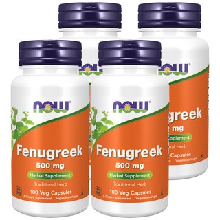 NOW Foods 葫蘆巴500mg植物膠囊, 100顆, 4罐